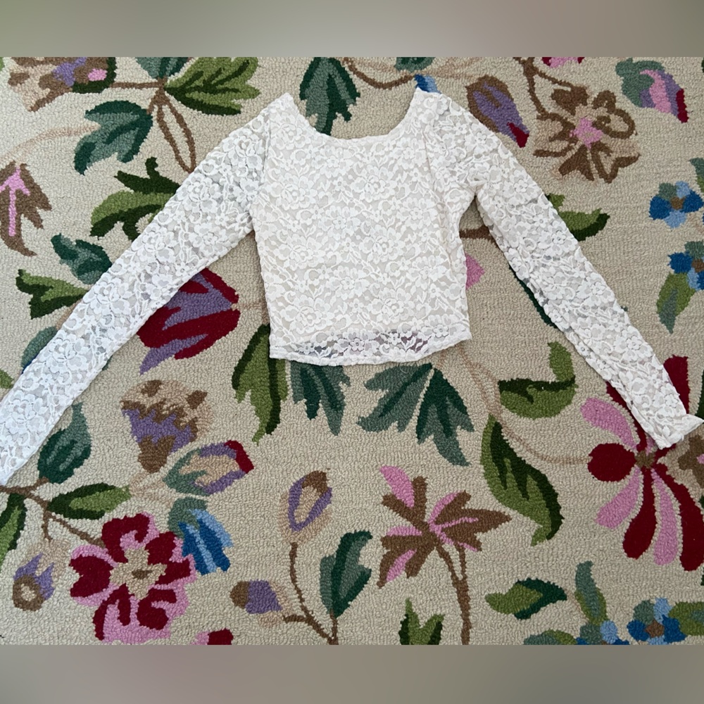 Abercrombie and Fitch White Lace Long Sleeve Top